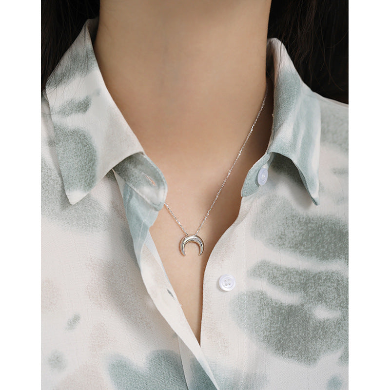 925 Sterling Silver Crescent Moon Necklace for Women – Dainty Celestial Moon Pendant Jewelry, Minimalist Silver Necklace, Gift for Her