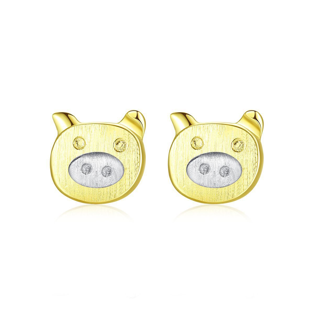 Cute Mini Pig 925 Sterling Silver Stud Earrings
