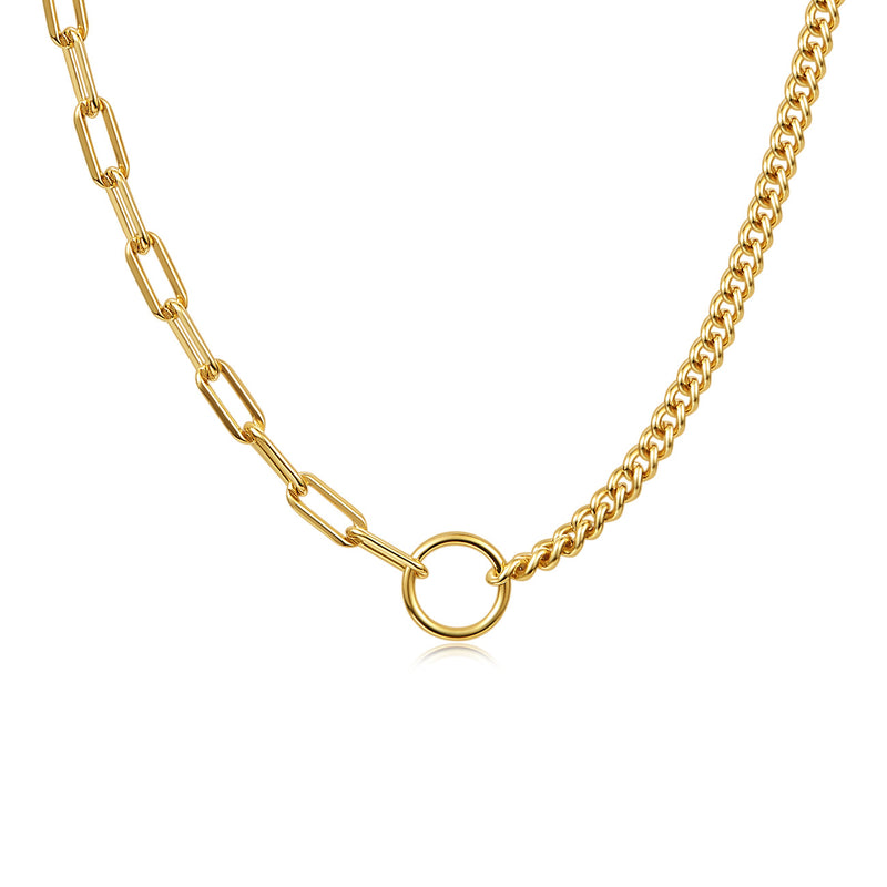 Fashion Splicing Hollow Chain 925 Sterling Silver Necklace