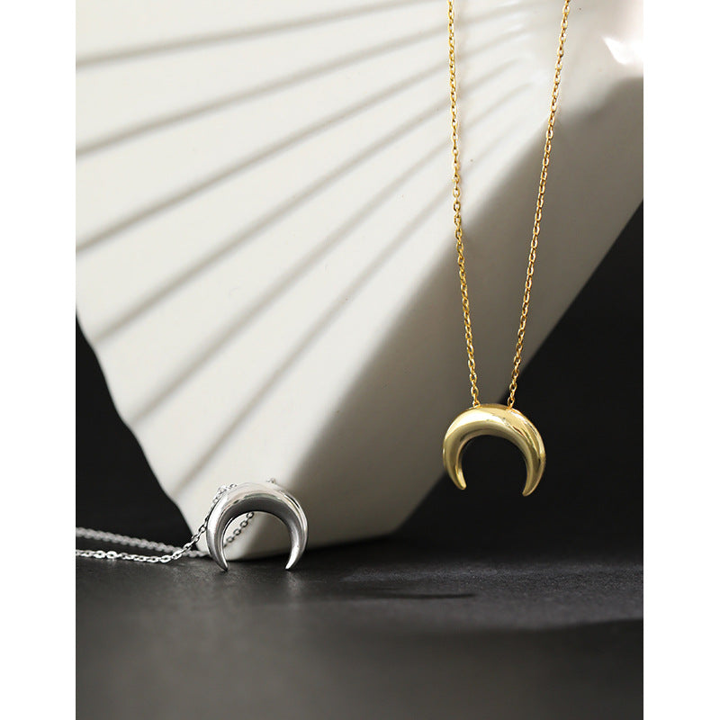 925 Sterling Silver Crescent Moon Necklace for Women – Dainty Celestial Moon Pendant Jewelry, Minimalist Silver Necklace, Gift for Her