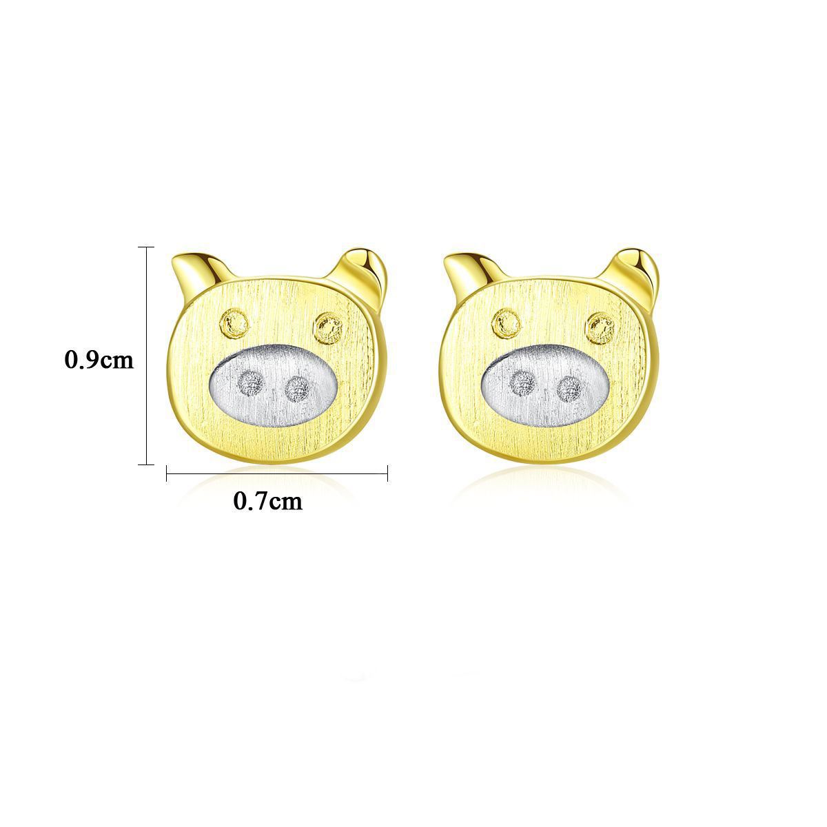 Cute Mini Pig 925 Sterling Silver Stud Earrings