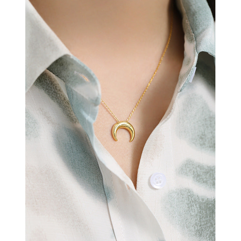 925 Sterling Silver Crescent Moon Necklace for Women – Dainty Celestial Moon Pendant Jewelry, Minimalist Silver Necklace, Gift for Her